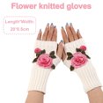 thumbnail image 2 of Guantes sin dedos de invierno guantes de medio dedo guantes florales manga tejida guantes cálidos de medio dedo abierto, 2 of 5