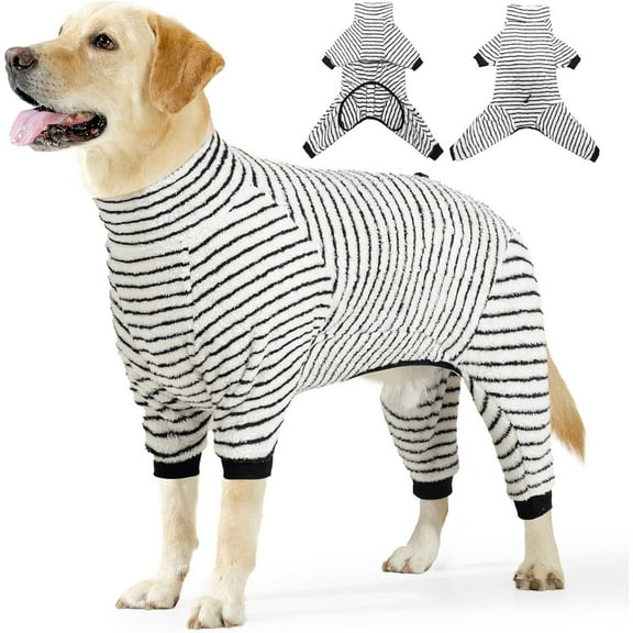 HQREA Winter Dog Onesie Pajamas Stretchy 4-Legged Medium Large Dog Loungewear Jumpsuit Clothing