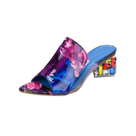 

Women Furry Slippers Size 8 Slip Printing Heels Toe Shoes Slippers Women s On Wedges High Comfort plus Shoe
