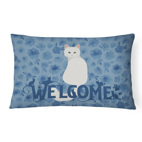 Turkish Angora Cat Welcome Canvas Fabric Decorative Pillow