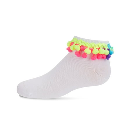 

MeMoi Neon Multi Pom-Pom Cotton Blend Anklet Sock - Girls - Female