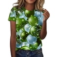 thumbnail image 1 of Prolriy T-Shirt de la Saint-Patrick pour Femmes Printemps Col Rond Manches Courtes Imprimé Saint-Patrick T-Shirts Décontractés Amples pour Femmes, Hauts pour Femmes Vert Armée TG, 1 of 3