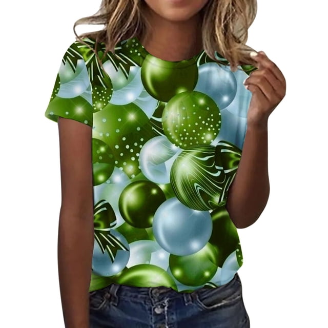 Prolriy T-Shirt de la Saint-Patrick pour Femmes Printemps Col Rond Manches Courtes Imprimé Saint-Patrick T-Shirts Décontractés Amples pour Femmes, Hauts pour Femmes Vert Armée TG