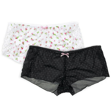 Fruit of the Loom - Mesh and Lace Boy-Leg Panties, 2-Pack