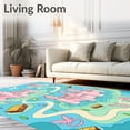 thumbnail image 2 of ODIKA 3'x5' Machine Washable Non-Slip Area Rug, Dragon Fantasy Wonderland Map High Traffic Rug with Pad, Pink, 725022, 2 of 8