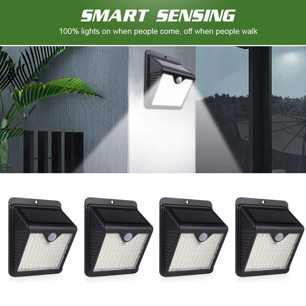 4pcs 150LED Solar Power Sensor Wall Light Security Motion Weatherproof