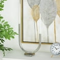 thumbnail image 3 of DecMode 2 Holder Silver Stainless Steel Metal Abstract U-Shaped Candelabra, 3 of 14