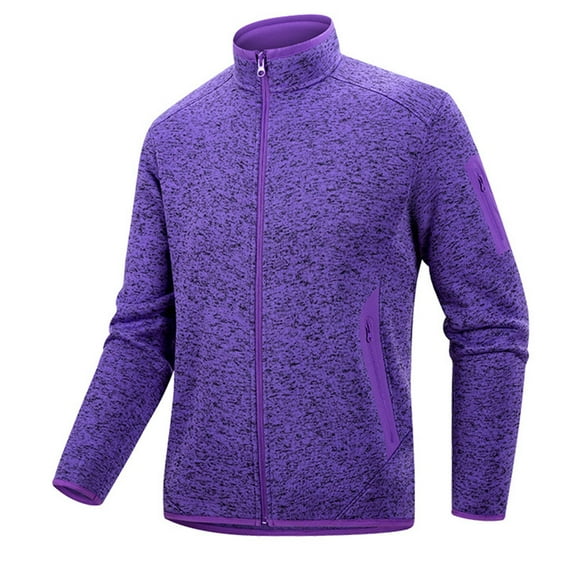 Iugvhana Men's Running Jackets Full Zip Workout Athletic Jacket Casual Slim Fit Long Sleeve Stand Collar Coat Jacket with Zipper Pockets Purple XXXL