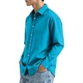 thumbnail image 3 of Casual Button Front Shirts For Men Solid Lapel Collar Long Sleeve Regular Fit Poplin Fabric Business Casual Work Dress Tops Assorted Neutral Bright Colors, 3 of 6