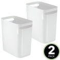 thumbnail image 2 of mDesign Plastic Slim Large 2.5 Gallon Trash Can Wastebasket - 2 Pack, White, 2 of 8