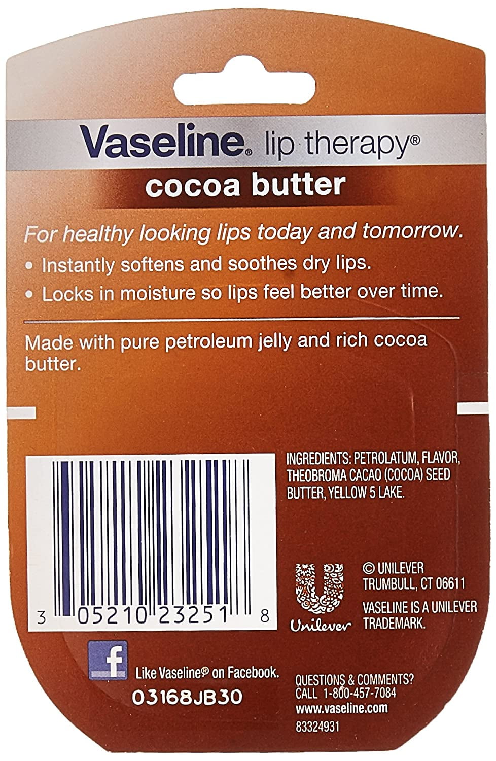 Donau Potentiel naturlig Vaseline Lip Therapy Cocoa Butter, .25 oz - Walmart.com