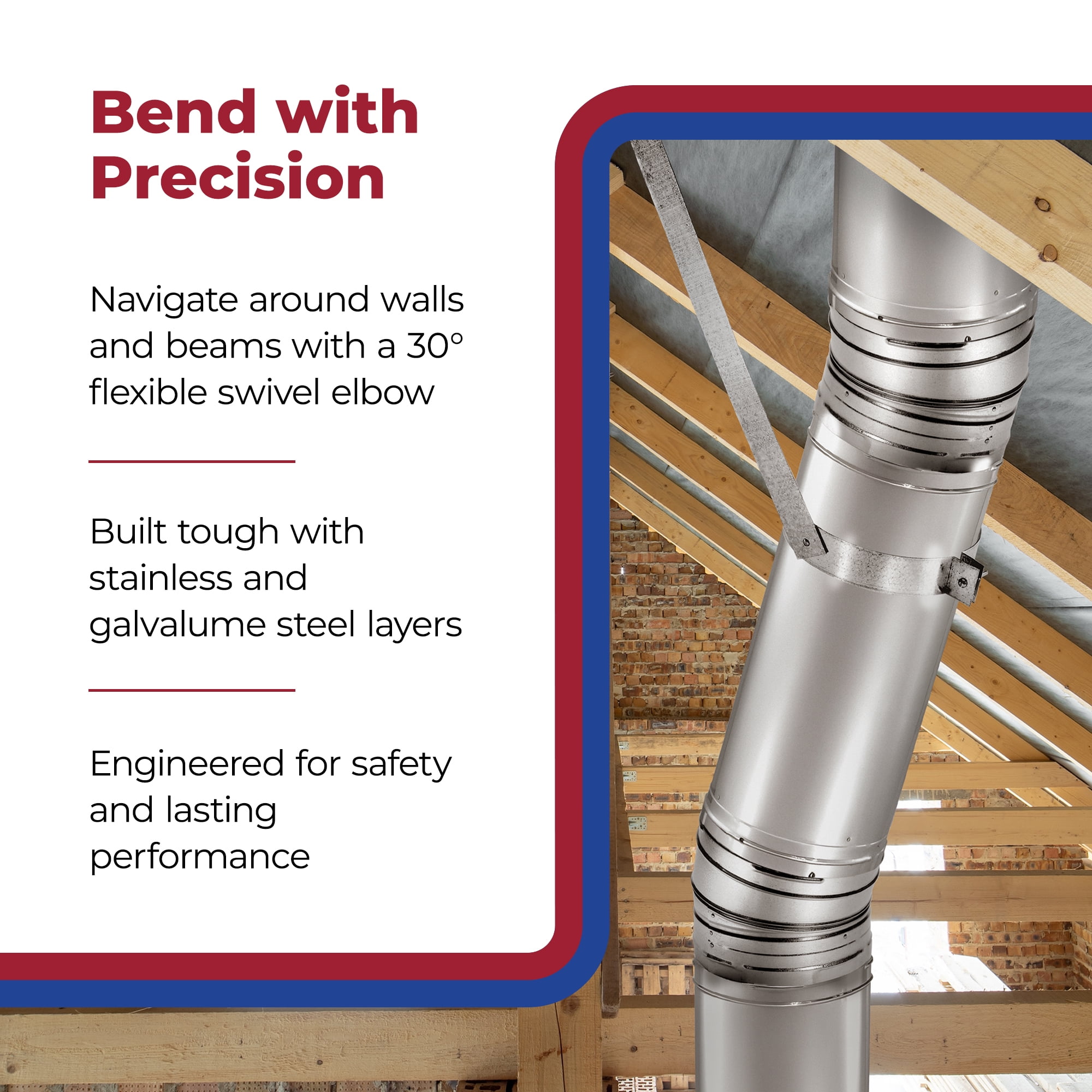 DuraVent 6" 30-Degree Stainless Steel Swiveling Elbow Kit for Wood Stove Venting, DuraPlus