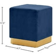 thumbnail image 3 of Meridian Furniture Jax Contemporary Velvet Ottoman/Stool in Navy, 3 of 4