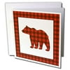 3dRose Buffalo Plaid Bear - Greeting Cards, 6 by 6-inches, set of 12
