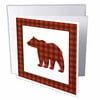 3dRose Buffalo Plaid Bear - Greeting Card, 6 by 6-inch