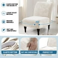 thumbnail image 4 of Velvet Accent Chair Cover, Set of 2 High Stretch Armless Chair Covers for Living Room Luxury Thick Velvet Chair Slipcovers Modern Furniture Protector with Elastic Bottom, Machine Washable(Ivory), 4 of 7