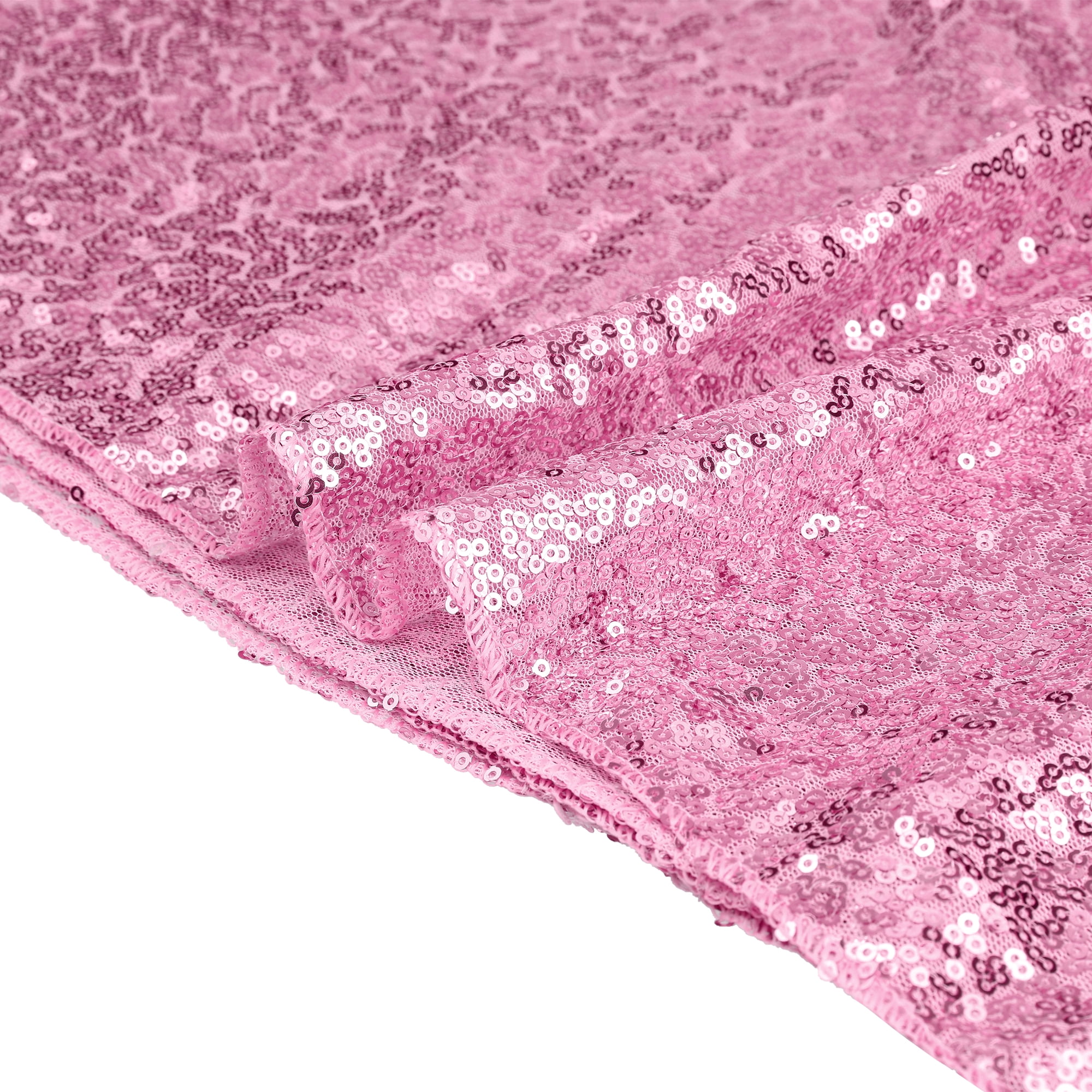 Unique Bargains Sequin Table Covers for Dining Room Parties or Dances Tablecloths Pink 47"x59"