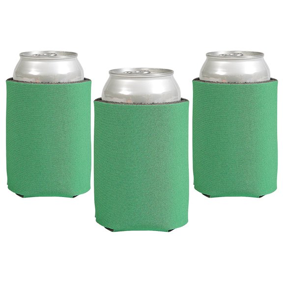 Fun Express 4" x 5 1/4" Soild Color Green Foam Standard Can Coolers - 12 Pieces