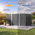 thumbnail image 3 of Vyrox 10x8 FT Metal Outdoor Storage Shed, Steel Garden Tool Shed, All-Weather with Lockable Doors & Sloping Roof for Bike, Trash Can, Lawn Mowers, Backyard, Gray, 3 of 7