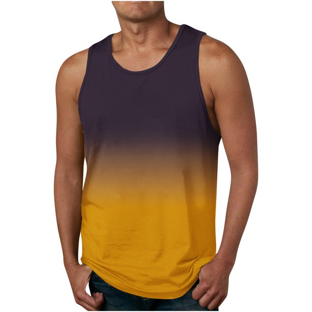 Summer Refreshing And Fashionable New Gradient Color 3D Printed Tank Top T-shirtXL