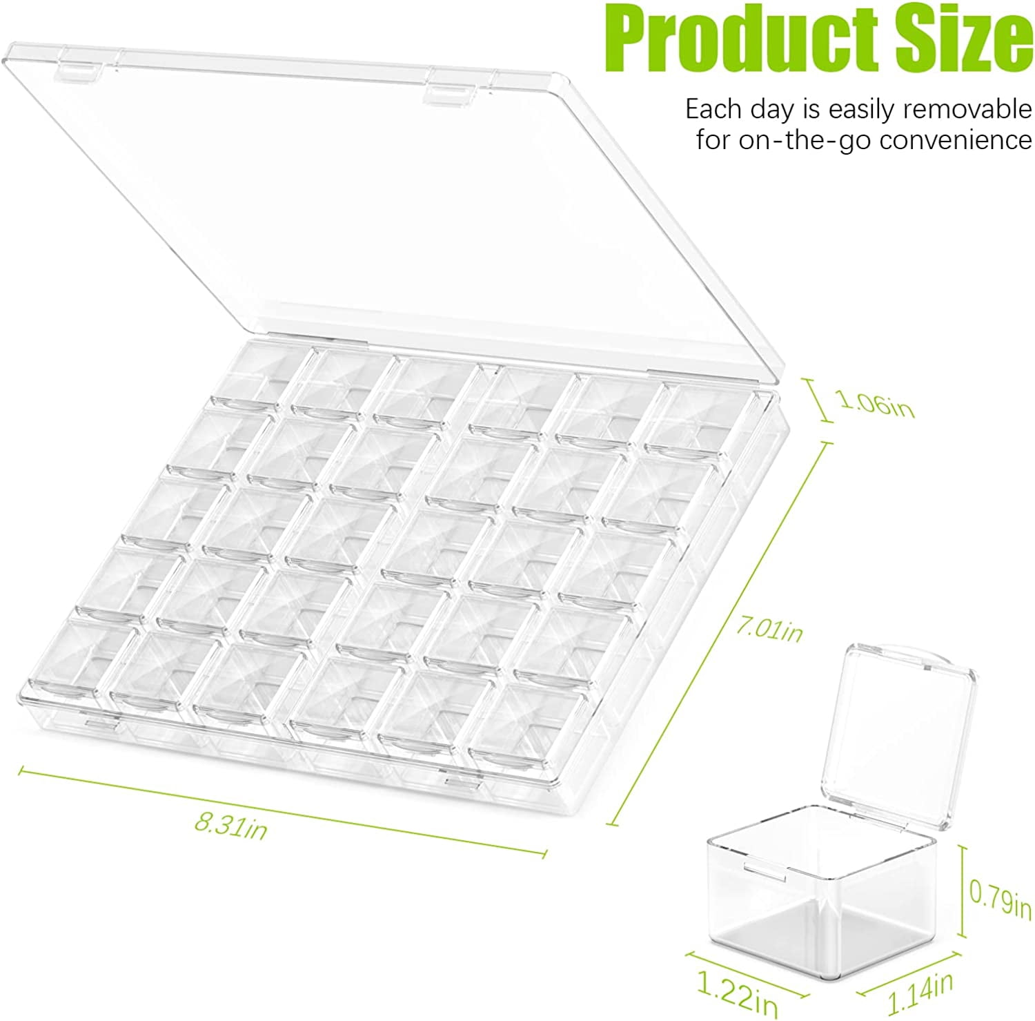 30 Packs Plastic Stackable Organizer Container with Lids, Mini Containers for Beads, Glitter, Slime, Paint or Seed Storage - Black (Transparent)