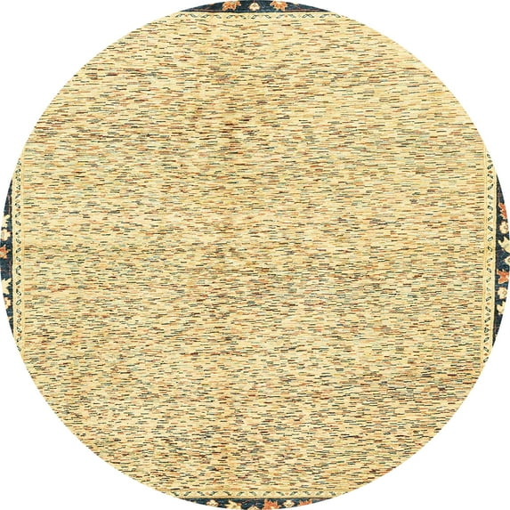 Ahgly Company Indoor Round Abstract Sun Yellow Abstract Area Rugs, 7' Round