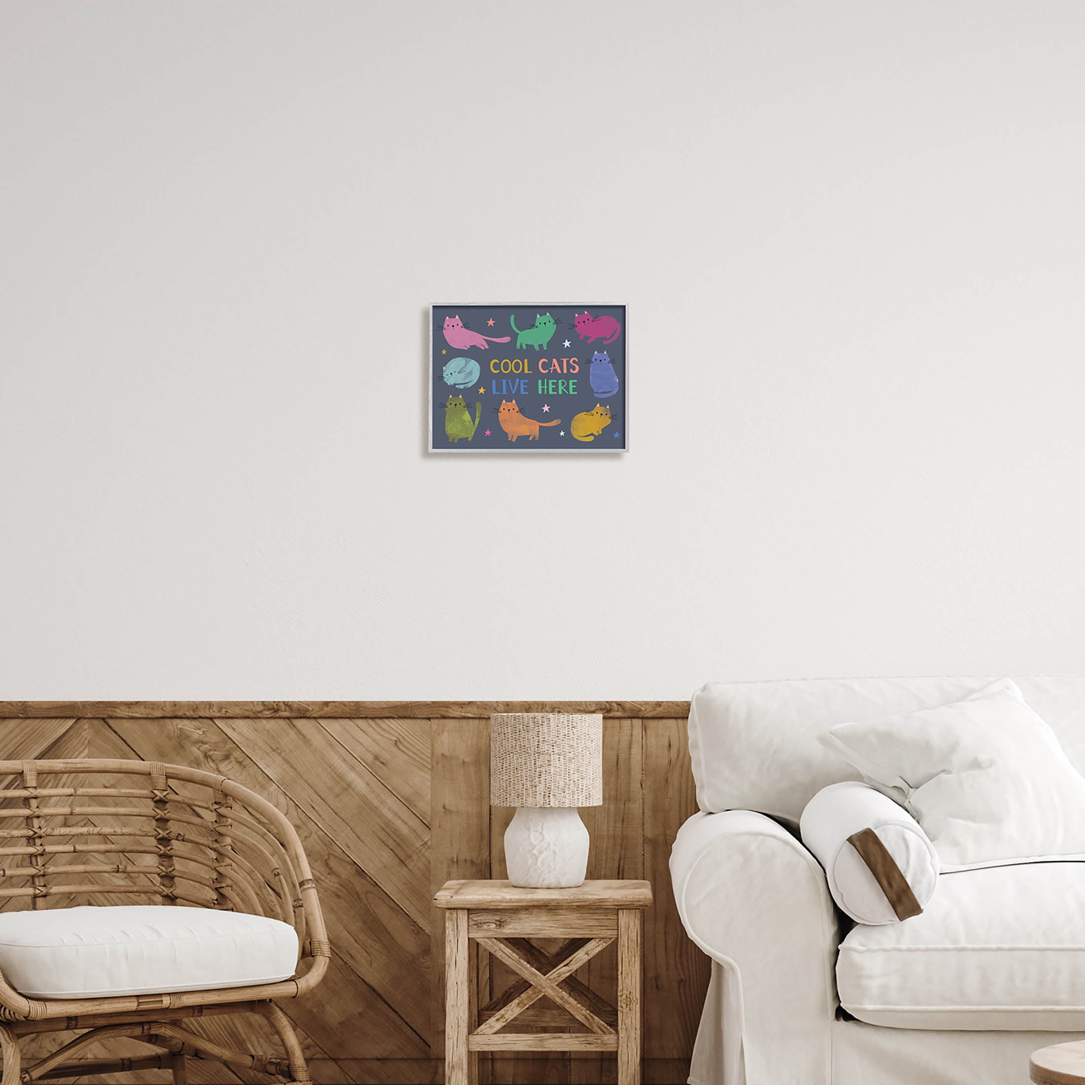 Cool Cats Live Here Phrase Animals & Insects Graphic Art Gray Framed Art Print Wall Art