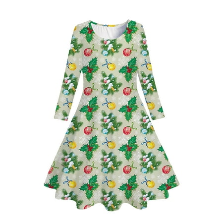 

Kids Toddler Girls Christmas Trees Deer Print Christmas Long Sleeve Party Dress Tennis Dress for Girls Little Girls Easter Dress Stripes Dresses Girl Christmas Outfit Birthday Baby Girl Dress Toddler