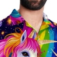 thumbnail image 5 of Robot Unicorn Attack Men's Casual Poplin Button Down Short Sleeve Shirts for Summer Beach - Unisex, 5 of 6