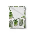 thumbnail image 2 of Vegetable Soft Flannel Fleece Throw Blanket, Graphical Striped Ripe Food Cooking Themed Elements Halved Veggies, Cozy Plush for Indoor and Outdoor Use, 50" x 60", White and Lime Green, by Ambesonne, 2 of 5