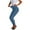 Blue, variant on Women's Stretchy Straight Leg Faux Jeans, Comfortable Elastic Waistband High Waisted Slim-fit Casual Everyday Trousers Dark Blue