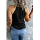 thumbnail image 1 of ABPHQTO Camiseta sin mangas de corte ajustado con bloque de color de planta de Lovin de verano negro para mujer, 1 of 5