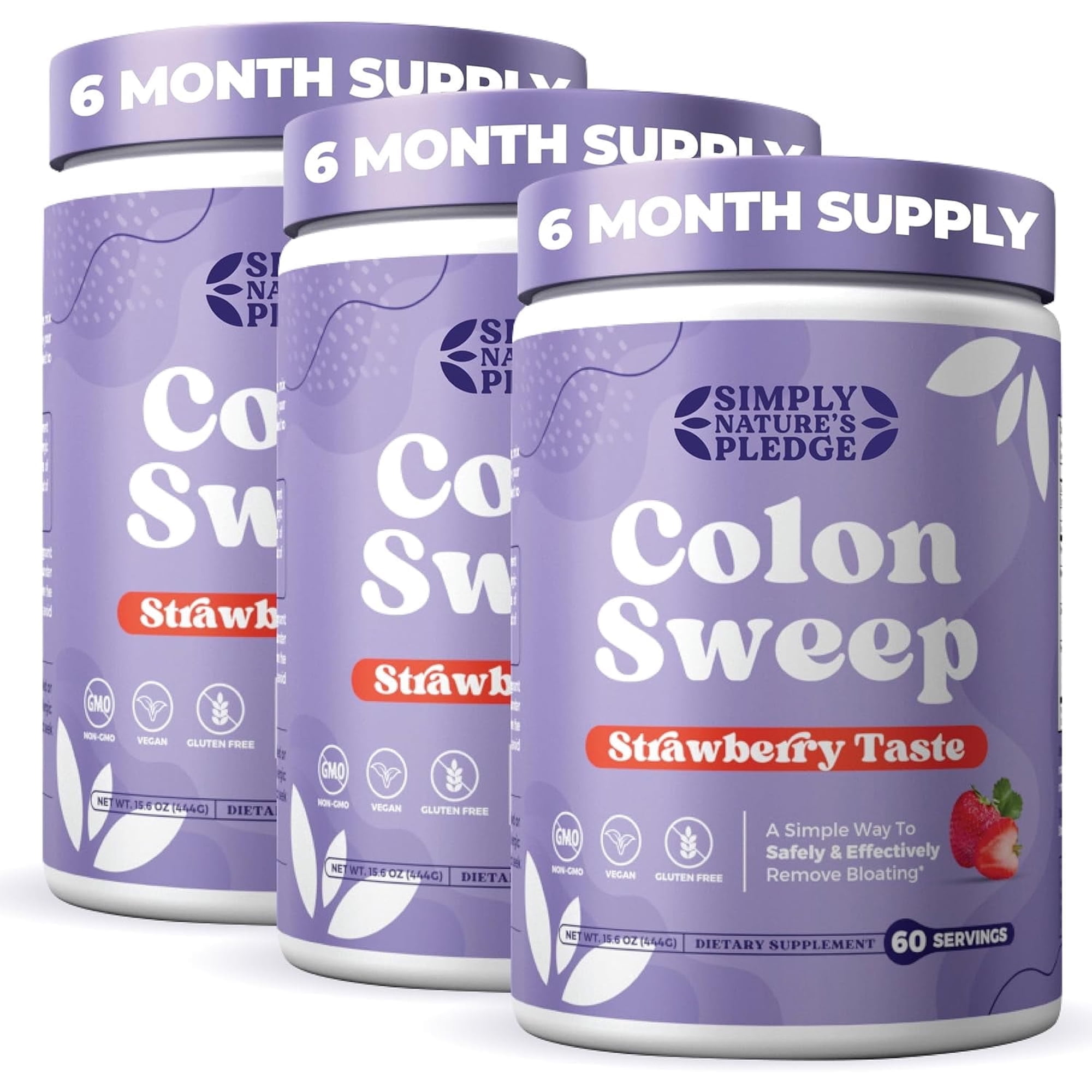 ColonSweep Psyllium Husk Powder Colon Cleanser, Vegan, Gluten-Free Fiber Supplement for Constipation, Bloating Relief & Gut Health, 3 pack, 16 oz (60 servings)