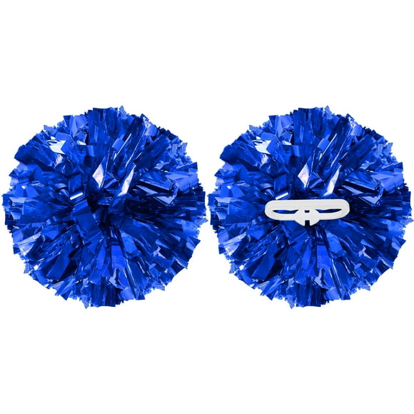 Uxcell 2 Pcs Pompones de Animación Metálicos de 12" con Anillos de Mango para Baile Azul