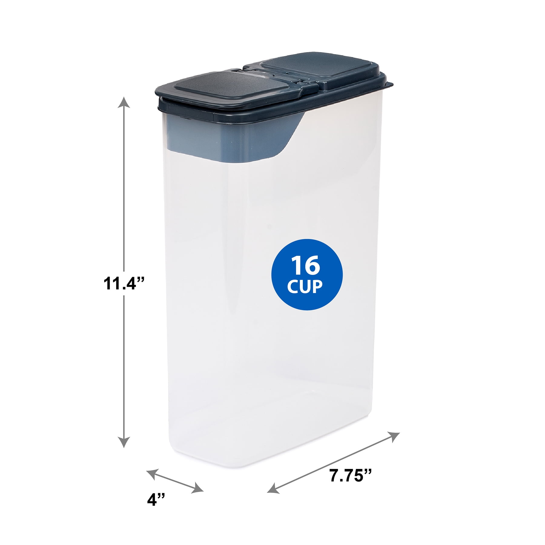 Mainstays Multi-Use Plastic Dispensers, Clear with Dark Gray Lids, Small (Set of 4) 7.75" x 4" x 11.4"