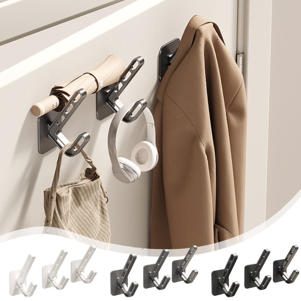 Set de 3 colgadores de ropa montados en pared | Ganchos adhesivos fuertes sin taladro | Ganchos de plástico para puertas, dormitorios, armarios, roperos | Organizador multipropósito que ahorra