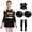 A Black&White, variant on Aiihoo Kids Girls Cheerleading Dress Cheer Leader Suit Long Sleeve Dance Leotard Dress with Stocking A Black&White 6