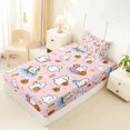 thumbnail image 4 of Feelyou Kawaii Ghost Twin Sheets, Happy Halloween Pumpkin Bedding, Pink Orange, 3-Piece, 1 Flat Sheet, 1 Fitted Sheet and 1 Pillowcase, 4 of 5