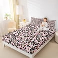 thumbnail image 4 of Feelyou Leopard Cheetah Print Twin Sheet Sets, Black Pink Twin Fitted Sheet, Modern Fashion Dots Flat Sheet, Lightweight Room Decor, 3 Pieces, 4 of 7