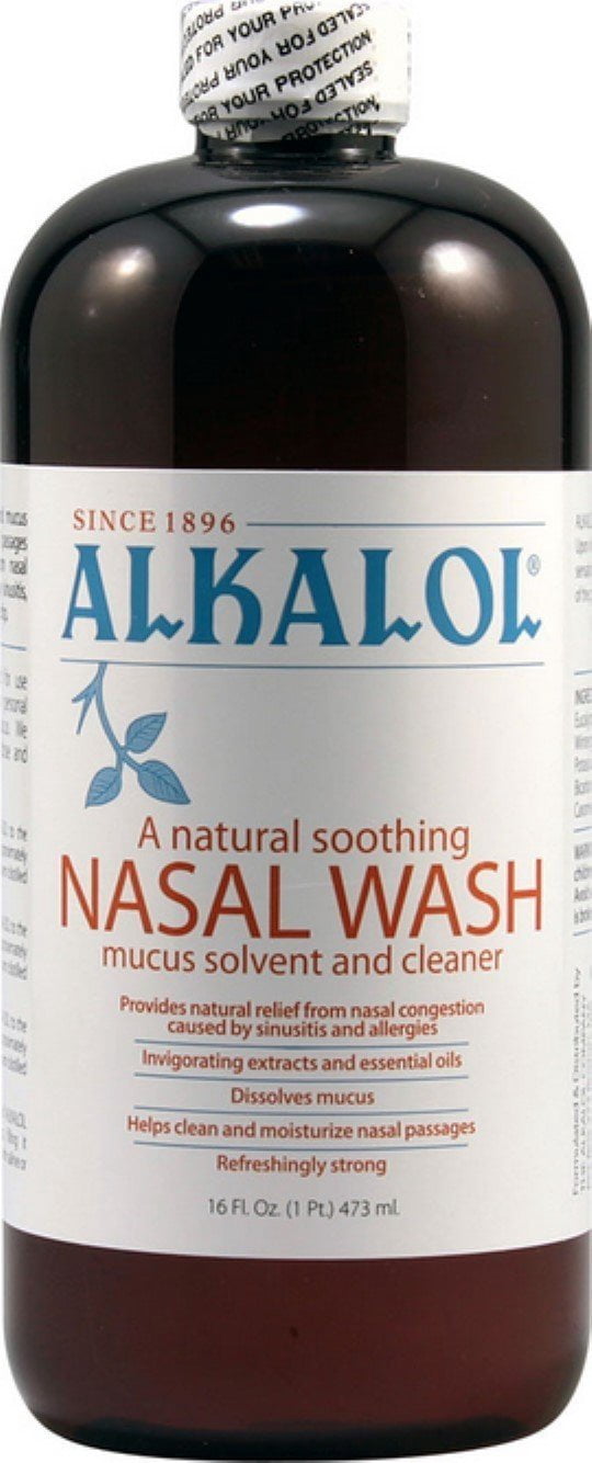 Alkalol Natural Soothing Nasal Wash Mucus Solvent & Cleaner 16 oz, 4-Pack