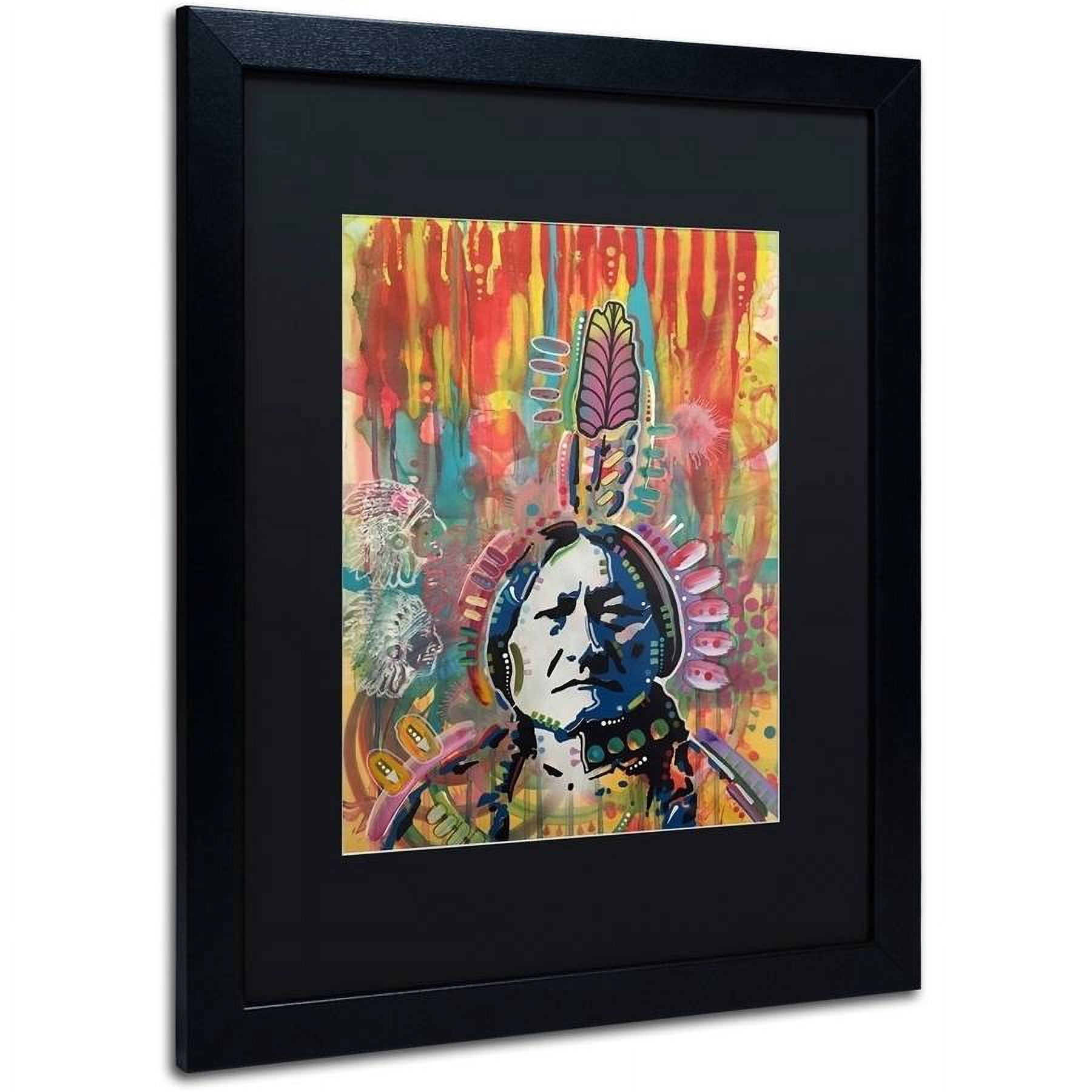 Trademark Fine Art "Sitting Bull 1" Canvas Art by Dean Russo, Black Matte, Black Frame