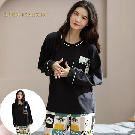 

QWZNDZGR Spring Autumn Quality Pure Cotton Elegant Womens Pajama Sets Pyjamas Casual Sleepwear Long Pijama Mujer Nightsuit Lounge Fashion