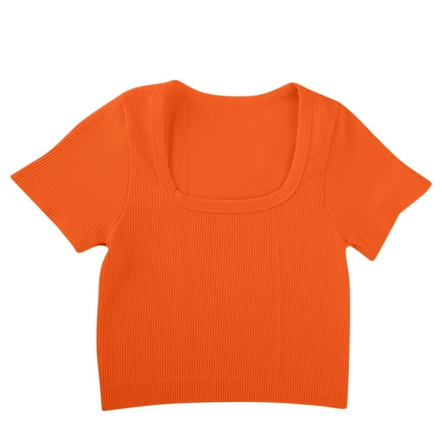 Blouses for Women Ribbed Short Sleeve Loose Tunic Top