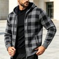 thumbnail image 4 of Ceisia Men Plaid Fleece Lined Hooded Jacket Buffalo Check Full Zip Drawstring Hood Side Pockets Warm Coat For Cold Weather Outdoor Casual Street Style Gift, 4 of 5