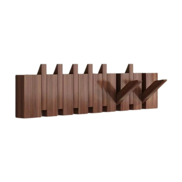 Perchero de madera para pared Macarena forma de piano abatible color nogal 8 teclas