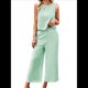 thumbnail image 2 of Conjunto de Dos Piezas de Verano para Mujer: Top Corto Sin Mangas con Cuello Redondo y Pantalones Anchos con Bolsillos. Verde S, 2 of 10