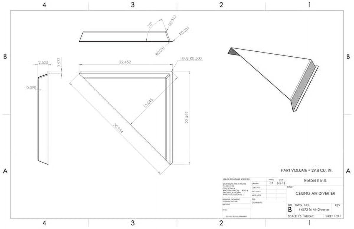 Corner Air Diverter (triangle) for 2'x2' Ceiling Air Diffuser-2 pack