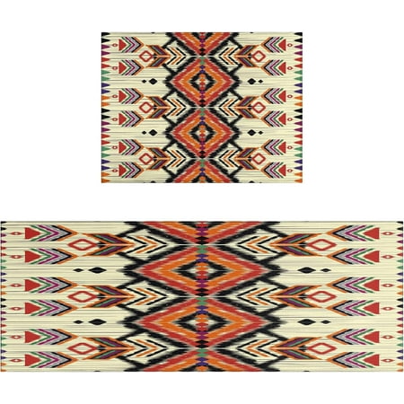 

Boho Kitchen Rug Washable Non-Slip Kitchen Mat Set of 2 Bohemian Geometric Floral Rubber Kitchen Mats for Floor Boho Decor