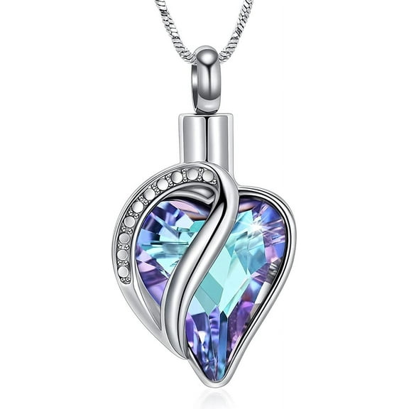 Crystal Infinity Love Heart Urn Pendant Memory Necklace for Cremation Ashes Keepsake Memorial Jewelry