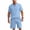 Sky Blue, variant on Summer Matching Set for Men Henley Neck Short Sleeve Shirts Shorts 2 Piece Casual Set Solid Color Relaxed Tracksuits L